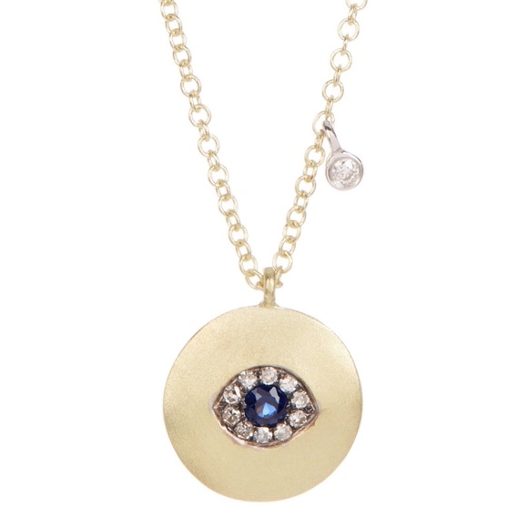 Meira T 14K Yellow Gold Blue Sapphire & Diamonds Evil Eye Pendant Necklace - Picture 1 of 2